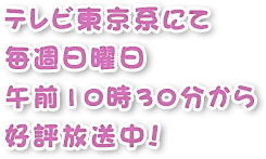 毎週日曜日あさ9:00～テレビ東京系列にて好評放送中！