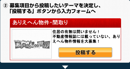 (2)募集項目から投稿したいテーマを決定し、「投稿する」ボタンから入力フォームへ