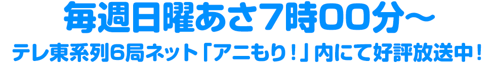 毎週日曜あさ7時00分～テレ東系列6局ネット「アニもり！」内にて好評放送中！