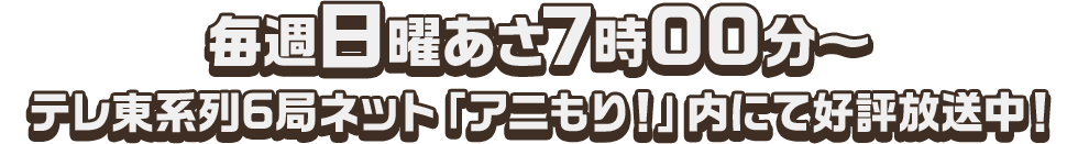 毎週日曜あさ7時00分～テレ東系列6局ネット「アニもり！」内にて好評放送中！