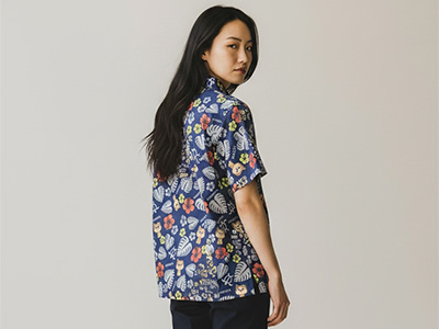 LOVE HACHI SHIBUYA×HONOLULU ALOHASHIRT-NAVY（S）ラブハチ シブヤ×ホノルル アロハシャツ-ネイビー（S）