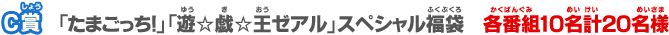 Ｃ賞：「たまごっち！」「遊☆戯☆王ゼアル」スペシャル福袋　各番組10名計20名様