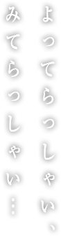 よってらっしゃい、みてらっしゃい…