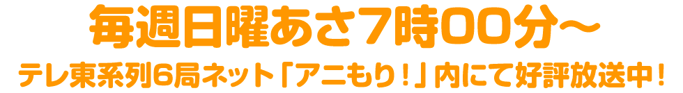 毎週日曜あさ7時00分～テレ東系列6局ネット「アニもり！」内にて好評放送中！