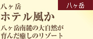 ＜八ヶ岳＞　ホテル風か