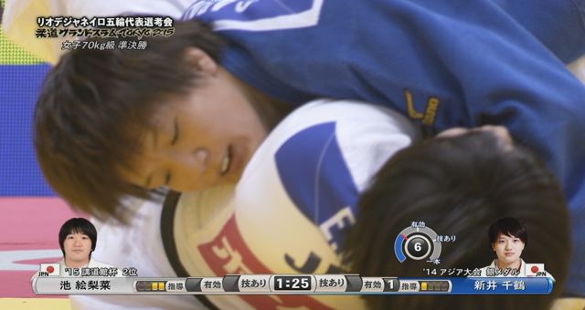 女子70kg級 準決勝 池 絵梨菜vs新井 千鶴
