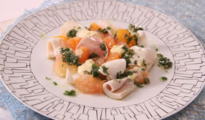 イカの煮蒸柑橘ソース