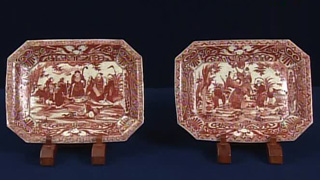 九谷焼の赤絵皿 2枚