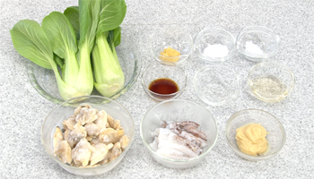 アサリとイカゲソとチンゲン菜の酢味噌和え 材料