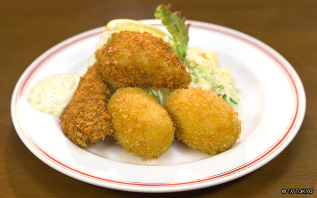  カニクリームコロッケとホッケフライ