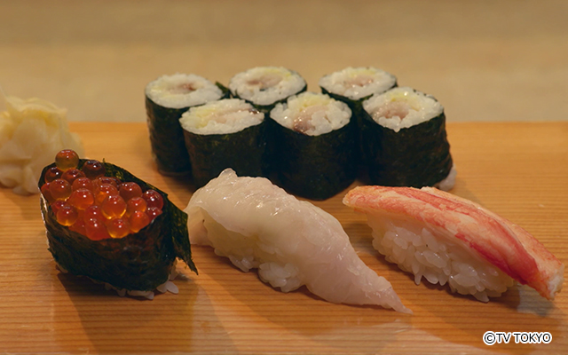  イクラ・エンガワ・カニ・さばガリ巻