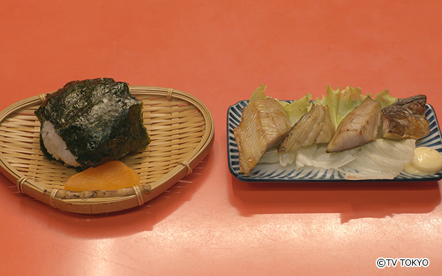  おにぎり（たらこ）＆お通し（ホッケスティック）