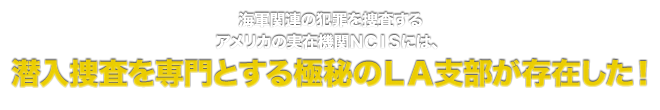 海軍関連の犯罪を捜査するアメリカの実在機関NCISには、潜入捜査を専門とする極秘のLA支部が存在した！