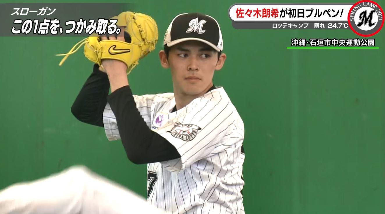 ロッテ 佐々木朗希 キャンプ初日からブルペン入り キャッチャーを立たせ37球 テレビ東京スポーツ テレビ東京