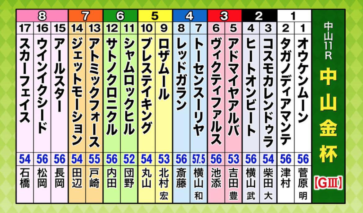 中山 金杯 オッズ