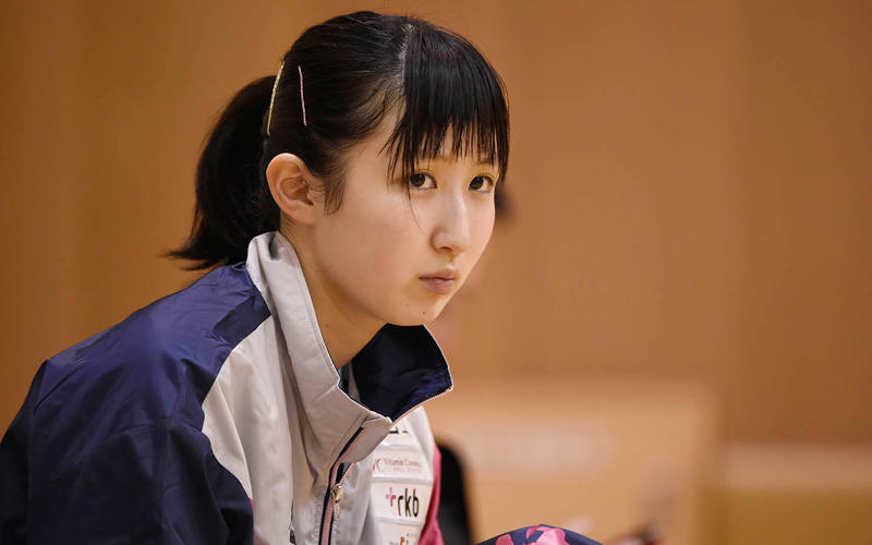 前日練習を行う 早田ひな Photo：Itaru Chiba