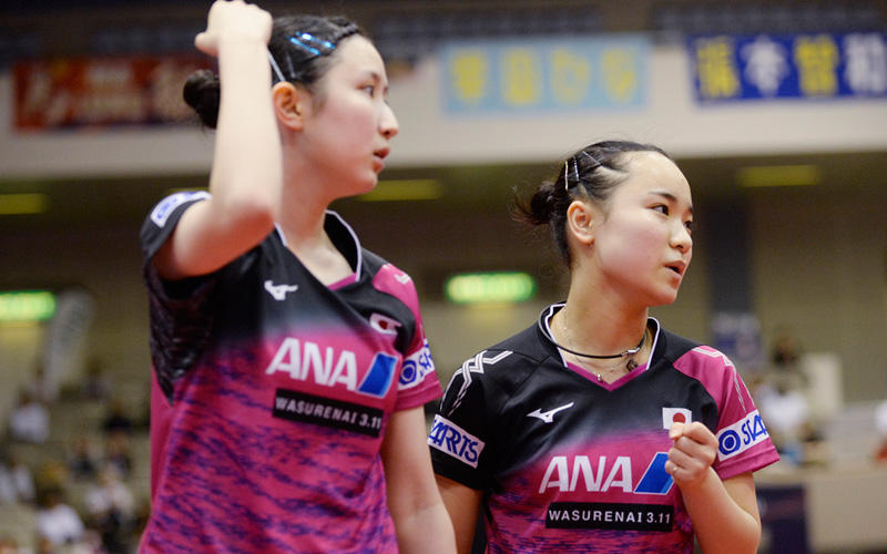 早田ひな・伊藤美誠ペア Photo：Itaru Chiba