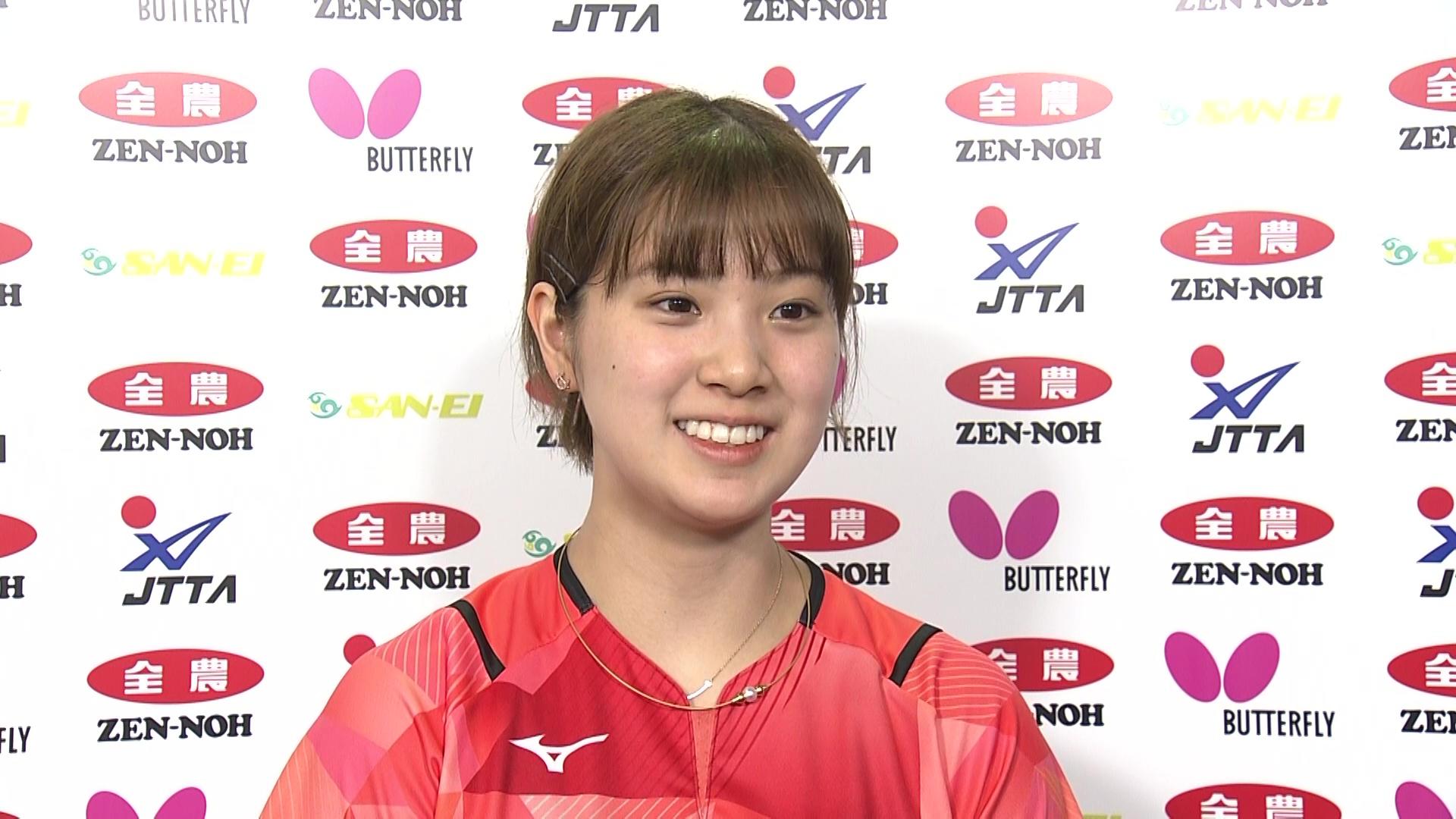 6位 長﨑美柚「練習してきた成果が発揮できた大会だった。もっと成長しなければいけない」試合後インタビュー【卓球 全農CUP】｜テレ東卓球