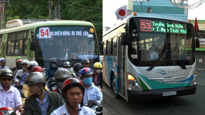 ホーチミンの大渋滞／現地の東急バス